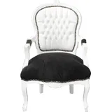 Casa Padrino Barock Salon Stuhl Weiß / Schwarz Mod2 Bling Bling