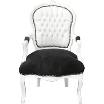 Casa Padrino Barock Salon Stuhl Weiß / Schwarz Mod2 Bling Bling