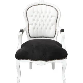 Casa Padrino Barock Salon Stuhl Weiß / Schwarz Mod2 Bling Bling