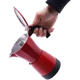 soudesileim 480W Elektrischer Espressokocher Mit Basis, 17 * 20cm Kaffeemaschine, 300ml Espressomaschine Für 6 Espressotassen, Espressokocher Italienische Induktion Für Espresso (Rot)