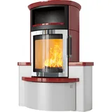 Kaminofen HARK 44-5.34 GT FlameKat Raumluftunabhängig 8 kW - Ofenkacheln: bordeaux-rot - Korpus: graphit/verchromt