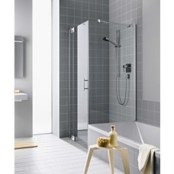 Kermi Filia XP Seitenwand FXTVD09016VAK 90x160cm, silber hochglanz, ESG klar, neben Badewanne