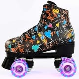 Damen Klassische Retro Rollschuhe,Rollschuhe mit Vier Rollen in Doppelreihe,Classic Roller, Rollschuhe für Kinder,LED Rollschuhe, ideal für Anfänger, komfortable Roller-Skates (42)