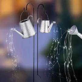 ETC Shop LED Solarleuchte, Gießkanne LEDs, flackern, H 130 cm