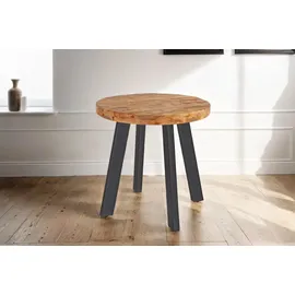 sam möbel gmbh Esszimmertisch rund 100 cm Mangoholz naturfarben schwarz Adelina - Hellbraun