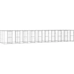 Outdoor-Hundezwinger mit Überdachung Verzinkter Stahl 24,2 m2