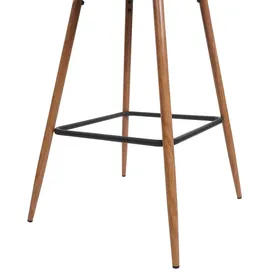 Mendler 2er-Set Barhocker HWC-D72, Barstuhl Tresenhocker Küchenhocker mit Lehne, Metall Holzoptik ~ Stoff/Textil, braun