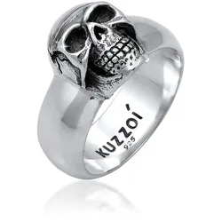 KUZZOI Herren Siegelring Totenkopf Oxidiert 925er Silber Herrenschmuck   