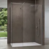 doporro Luxus Duschwand Duschabtrennung 120x90 Walk-In Dusche aus 2 festen Glaselementen mit Stabilisator aus Echtglas 8mm ESG-Sicherheitsglas Klar...