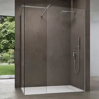 doporro Luxus Duschwand Duschabtrennung 120x90 Walk-In Dusche aus 2 festen Glaselementen mit Stabilisator aus Echtglas 8mm ESG-Sicherheitsglas Klar...