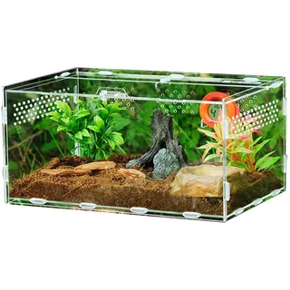 Acryl Reptilien Terrarium - Transparente Reptilienzuchtbox & Transportbox für Reptilien & Amphibien - Eignung für Eidechsen, Hornfrösche & Spinnen