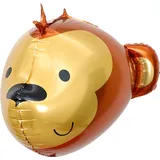 FUNFEST Affe Luftballons 60 cm - Deko Affe - inklusive Affenballon & Strohhalm - fliegt mit Helium - Hochwertiger wiederverwendbarer Folienballon