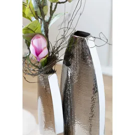 Fink Dekovase "ALETTA", silber (silberfarben), B:11cm H:30cm T:5cm, Edelstahl, Vasen, Vase aus Edelstahl, mit gehämmerter Oberfläche