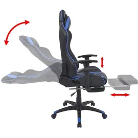 vidaXL Neigbarer Racing-Bürostuhl mit Fußstütze Blau Gaming