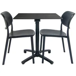 Restootab Terrassenset Klapptisch Diabolo - 2 Stühle - Modell Marmor Elite