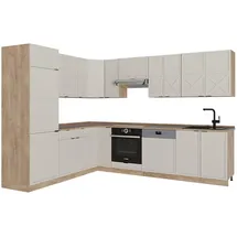 Vicco Winkelküche L-Form 227 x 287 cm Grau/Beige