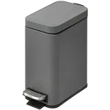 Homcom Mülleimer 5L Treteimer Abfalleimer mit Deckel und Fußpedal, Müllbehälter mit Inneneimer, für Wohnzimmer, Büro, Metall, Grau, 29,2 x 14 x 32 cm