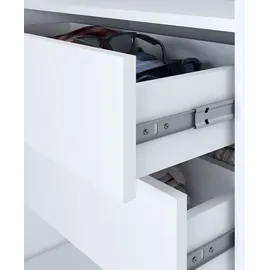 mebloland Schwebetürenschrank, 3-türig 200 cm mit Spiegel) Schwarz / weiß / weiß - Schwarz/Weiß