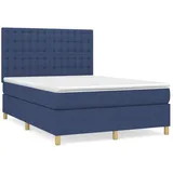 vidaXL Boxspringbett mit Matratze Blau 140x200 cm Stoff