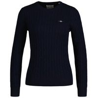 GANT Damen Stretch Cotton Cable C-Neck Pullover, Evening Blue, Standard