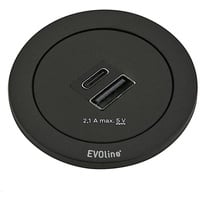 EVOline One Einbausteckdose mit USB-A / USB-C Charger, schwarz,