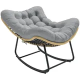 Rattan Schaukelstuhl Gartenliege mit dicke Kissen, Gartenschaukel bis 120 kg Indoor Outdoor 87 x 110 x 70 cm Grau - Grau