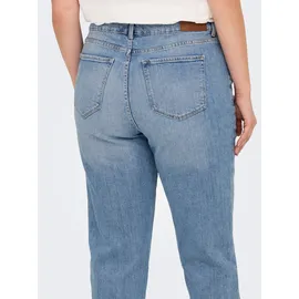 ONLY CARMAKOMA High-waist-Jeans ONLY CARMAKOMA "CAREMILY STRETCH HW STR ANK DNM CRO1 NOOS", Damen, Gr. 44, Länge 32, blau (light blau denim), Denim/Jeans, Obermaterial: 99% Baumwolle, 1% Elasthan, unifarben, Jeans High-Waist-Jeans