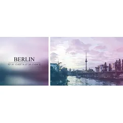 queence Leinwandbild »Berlin«, Elemente der Architektur-Berlin-Kunst-Sprüche-Sprüche & Texte-Schriftzug-Schriftzüge-Deutschland, (Set), Premium-Leinwandstoff, Handarbeit aus Deutschland, Spruch, 2er Set queence Farbe Bild(er): bunt