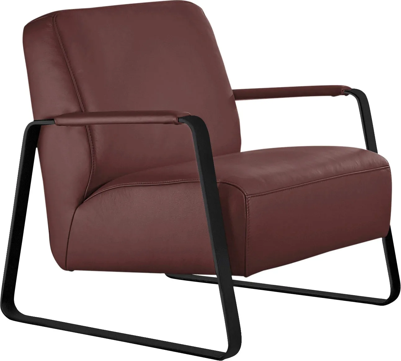 W.SCHILLIG Cocktailsessel »quadroo Loungesessel, «, mit bezogenen Armlehnen, Gestell in Schwarz pulverbeschichtet W.SCHILLIG rosso marone Z73