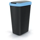 Prosperplast Abfallbehälter 45l mit Deckel KEDEN COMPACTA Q schwarz mit hellblauem Rand - Hellblau