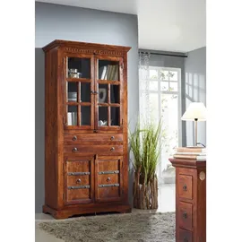 Massivmoebel24 Vitrine Akazie 95 x 50 x 195 cm Braun