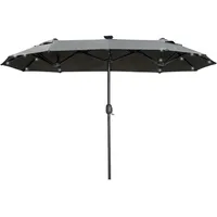 Outsunny Sonnenschirm Grau, Metall, 150x295 cm Sonnen- - Doppelsonnenschirm,