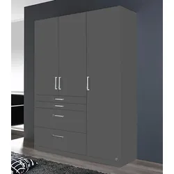 Kleiderschrank RAUCH "Harburg Drehtürenschrank Schlafzimmerschrank mit viel Stauraum", grau (graumetallic), B:136cm H:197cm T:54cm, Schränke, Bestseller Schrank Garderobe im Schlafzimmer