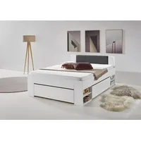 RELITA Stauraumbett Stefan 140 x 200 cm Spanplatte weiß Kunstleder schwarz