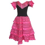 La Senorita Spanische Flamenco Kleid/Kostüm - für Mädchen/Kinder - Rosa/Schwarz (Größe 92-98 - Länge 65 cm, Mehrfarbig) - 98