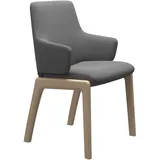 Polsterstuhl STRESSLESS "Laurel", grau (dunkelgrau dinamica, walnuss), B:58cm H:92cm T:59cm, Microfaser DINAMICA (88% Polyester, 12% Polyurethan), Stühle, Polsterstuhl, Low Back mit Armlehne, Größe L, mit abgerundeten Beinen in Walnuss