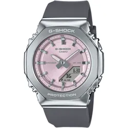 Chronograph CASIO G-SHOCK Armbanduhren grau-rosa, grau Herren Quarzuhr, Armbanduhr, Damenuhr, Herrenuhr, Stoppfunktion, Resinband