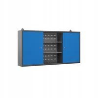 Jan Nowak Werkzeugschrank Werkstattschrank Metallschrank Lochwand 2 verstellbare Fachböden 2 Fächer 120 cm Anthrazit/Blau)