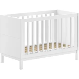 Vipack Babybett VIPACK "in gradlinigem Design, standfest gebaut, pflegeleichte Oberfläche", weiß, B:66,2cm H:85,2cm L:125cm, Holzwerkstoff, Massivholz, Babybetten, Babybett, 60x120 cm, 3-fach verstellbarer Lattenrost, Ausf. weiß lackiert