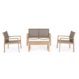 YES EVERYDAY Kallen Garten-Lounge-Set 4-tlg. natur/beige