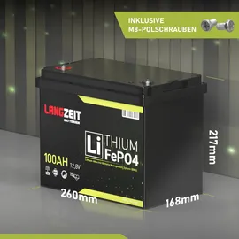 LANGZEIT Batterien Langzeit LiFePO4 100Ah 12V