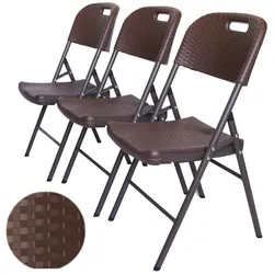 3x Klappstuhl braun Rattanoptik Gartenstuhl