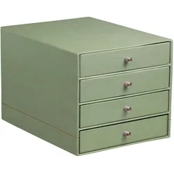 Rhodiarama Schubladenbox mit 4 geschlossenen Laden, Kunstleder, 24,8x32 ,7x22,8cm - Seladon 194577C