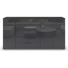 Rauch Kombikommode 200 x 100 x 42 cm Glas Basalt / Schwarz
