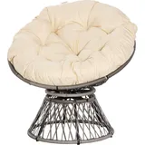 Outsunny Papasansessel Korbsessel 360 Grad Liegeschale mit Sitzpolster aus Kunstrattan und Metallrahmen 87 x 97 x 86 cm Creme   Aosom.de