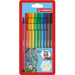 STABILO® Premium-Fasermaler - STABILO Pen 68 - 10er Pack - mit 10 verschiedenen Farben