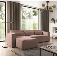 Fun Möbel Ecksofa Schlafsofa WALDO Stoff Poso Altrosa Ottomane Links - Rosa