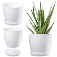 Kadax Blumentopf mit Untersetzer, aus Kunststoff, rund, 14 cm,