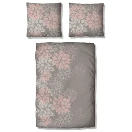 Home Affaire Bettwäsche HOME AFFAIRE "Susan in Gr. 135x200 oder 155x220 cm", rosa (rosa, grau), B/L: 135cm x 200cm, 1 Stk., 1 Stk., Polycotton recycelt, B/L: 80cm x 80cm, 2 Stk.
