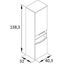 MID.YOU Alessio Midischrank 40,3 x 138,3 x 32 cm Grau